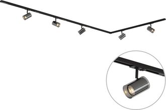 QAZQA Qazqa Sistema De Iluminaci&oacute;n De Riel Moderno Negro Con 5 Focos