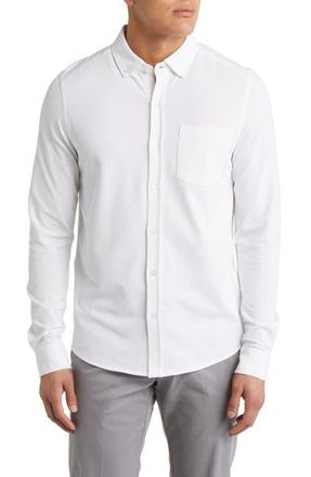 Cutter & Buck Reach Button-Down Piqué Knit Shirt in White at Nordstrom, Size Xx-Large