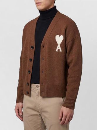 Ami ribbed v-neck alpaca cardigan