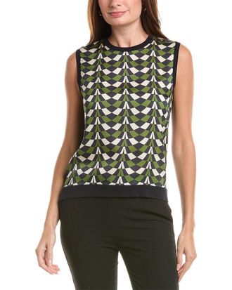 Oscar De La Renta Oscar De La Renta Geo Print Silk-Blend Insert Tank