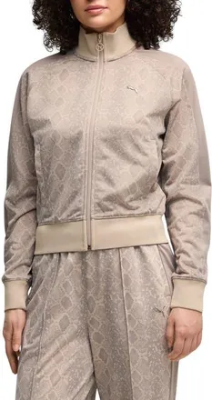 Puma T7 Snake Print Track Jacket in Mouse Gray at Nordstrom, Size X-Large