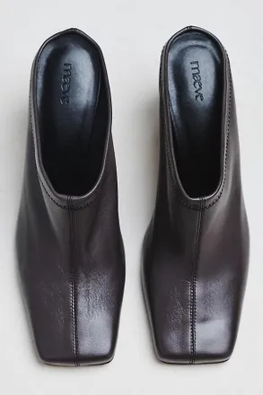 Maeve Square Toe Mule Heels