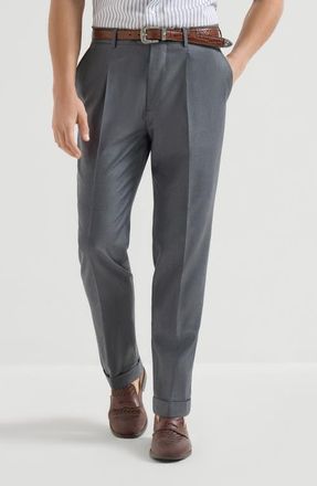 Brunello Cucinelli Super 150s virgin wool four season batavia trousers in Medium Grey at Nordstrom, Size 54 It