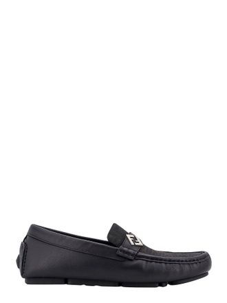 Fendi Leather And Canvas Loafers-Uomo