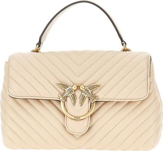 Pinko Pinko - Love Lady Puff Classic Tas - Dames - Tassen - Beige - Maat: ONE Size Katoen
