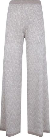D.exterior Z-Lijn Gebreide Broek met Patroon - Dames - Wijde Broeken - Grijs - M - Polyester - Broeken