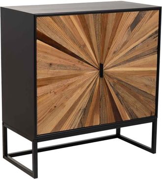 Wanderlust Deco Aparador de madera y metal de 2 puertas marron 75x36x80