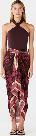 Juan de Dios Cotton Silk Sarong In Fuchsia Flowers