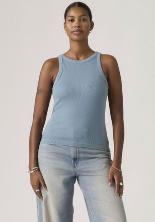 Levi's Tanktop LEVIS ESSENTIAL RACER TANK, Damen, Gr. XS (34), garment dye fa191913 provincial blau rib, Jersey, Obermaterial: 95% Baumwolle, 5% Elasthan, sl