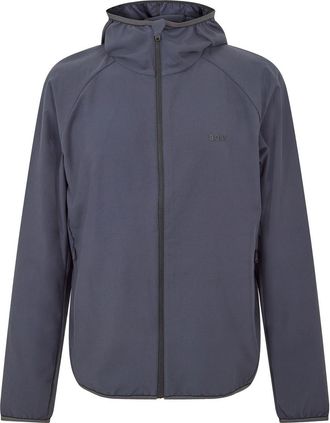 HUGO BOSS Mens Commuter Solid Patterned Hooded Windbreaker with Zipped Pocket in Dark Blue - Size Small