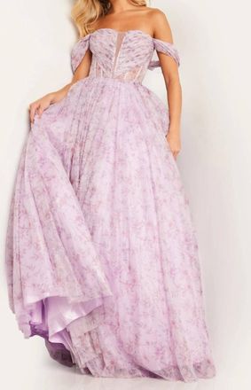 Jovani Off The Shoulder Ballgown In Purple
