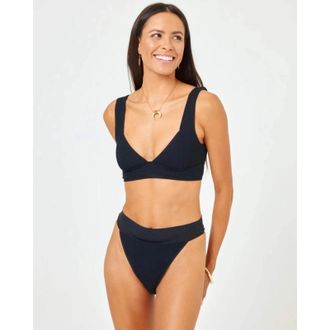 L*Space L*Space Hailey Bikini Top Women Black Stretch Thick Strap Swimwear DDR 25
