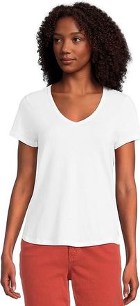 Toad&Co Marley Short Sleeve V T-Shirts Womens Clothing True White : XS, Cotton/Elastane/Lyocell