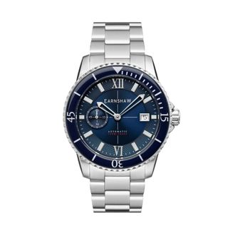 Earnshaw Admiral Hawke Mens Mechanical Automatic Atlantic Blue Watch ES-8133-33 - Silver - One Size