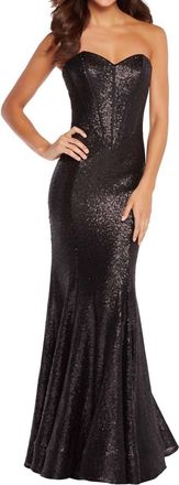 Alyce Paris Sequin Strapless Mermaid Gown In Black