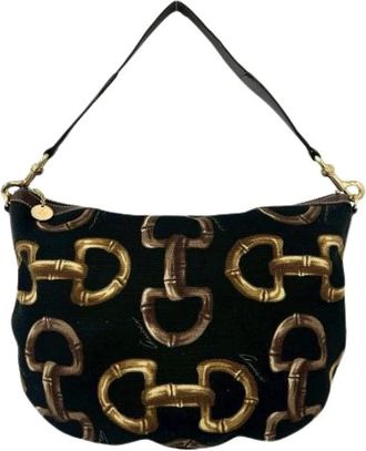 Gucci Pre-owned Shoulder Bags, female, Black, Size: ONE SIZE Pre-owned Canvas Leather 2way Bag