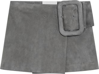 Ami Mini Rok met Grote Gesp Riem - Dames - Korte rokken - Grijs - M - Leer - Rokken