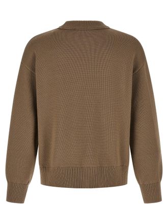 Ami Intarsia Logo Sweater - Taupe