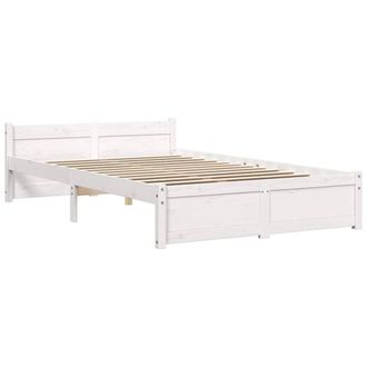 Berkfield Home Beautiful Bed Frame White Solid Wood 120x200 cm | Size: Small Double