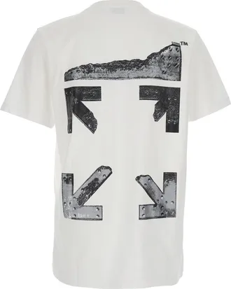 Off-white Mens Crew Neck T-Shirt White Cotton T-Shirts And Polos