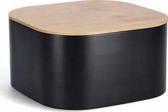 ZELLER Panera De Metal Con Tapa De Bamb&uacute; Multicolor