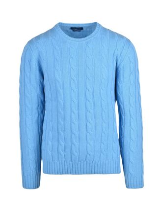 Daniele Fiesoli Intarsia Cable Knit Crewneck Pullover In Ultrafine Merino Wool