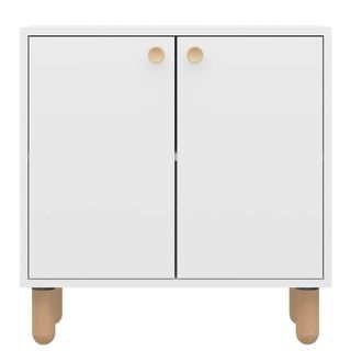 Calicosy Small 2-Door Sideboard With Solid Beech Legs, 72 Cm Wide - LINA in White