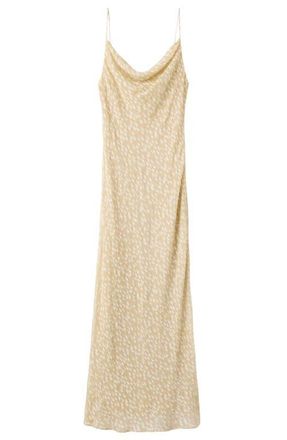 Mango Livy Cowl Neck Clip Dot Dress in Beige at Nordstrom, Size 6