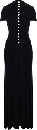 Manur&iacute; Abito Mia lungo con perle - Nero