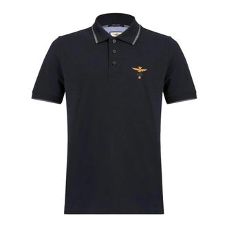 Aeronautica Piqu&eacute; Katoenen Polo - Heren - Polos - Zwart - M - Katoen - Tops