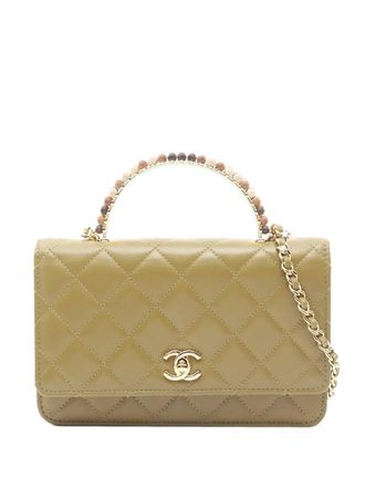Chanel 2021-2025 Quilted Lambskin Wooden Beads Top Handle Wallet On Chain satchel - women - Lambskin - One Size - Brown