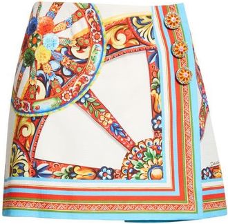 Dolce & Gabbana Carretto Print Stretch Cotton Miniskirt in Ruote Carretto F.bco at Nordstrom, Size 44