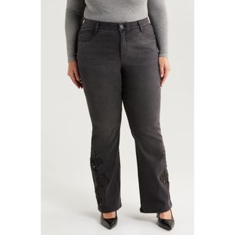 Wit & Wisdom AbSolution Out There High Waist Flare Leg Jeans in Washed Black at Nordstrom Rack, Size 22W