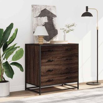 Berkfield Home Elegant Drawer Cabinet Brown Oak 70x41x70 cm Engineered Wood | Size: 70 x 41 x 70 cm