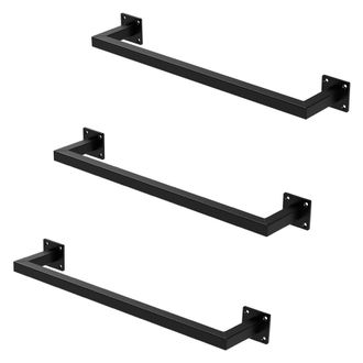 ML Design Ml-design - Set 3x Percheros De Pared 60x12 Cm De Acero Inoxidable Negro Para Vestidor Armario Ba&ntilde;o O Cocina, Barra De Almacenamiento Hasta 50kg Para 