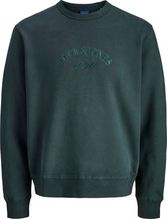 Jack & Jones Sweatshirt JACK & JONES JORBLEECKER BRANDING SWEAT CREW BF, Herren, Gr. XS, forest river detail:jj, angeraute Sweatware, Obermaterial: 70% Baumwolle, 