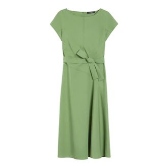 Max Mara Groene Midi Jurk met Boot Halslijn - Dames - Casual kleedjes - Groen - 2XS - Katoen - Kleedjes