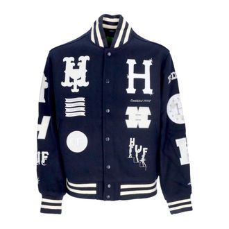 HUF Klassieke Varsity Jack Navy - Heren - Bomber jackets - Blauw - XL - Wol - Jassen
