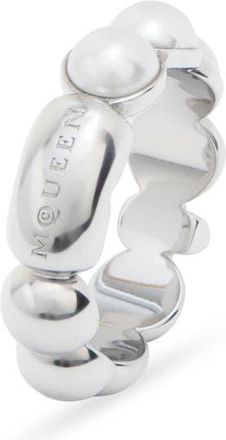 Alexander McQueen Mens Skull & Faux Pearl Ring at Nordstrom, Size 8.5 Us