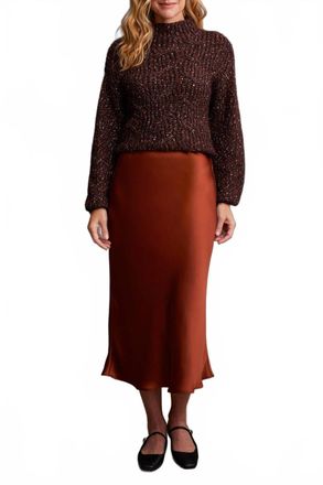 Tribal Pull On Elastic Waist Midi Skirt In Marsala