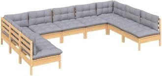 vidaXL Juego De Muebles De Jard&iacute;n 9 Pzas Y Cojines Madera Maciza Pino Vidaxl