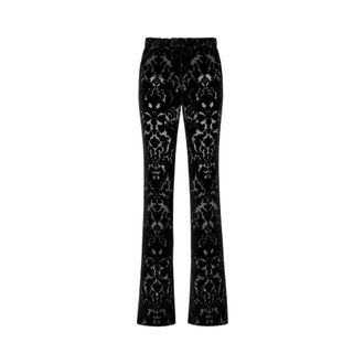 Gucci Broeken, Dames, Zwart, M, Polyester, Floral Devore Velour Broek