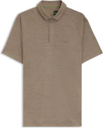 BOSS Wool-blend slim-fit polo shirt with concealed placket