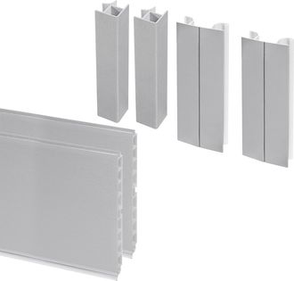 Emuca Emuca - Lote De 2 Z&oacute;calos Para Cocina Plasline Con Accesorios De Uni&oacute;n, Altura 150mm, 2 Barras De Lognitud 2.35m, Pl&aacute;stico, Anodizado Satinado