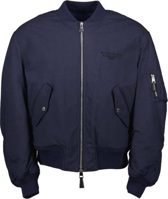 Givenchy Jassen, Heren, Blauw, M, Katoen, Geborduurde Bomberjack