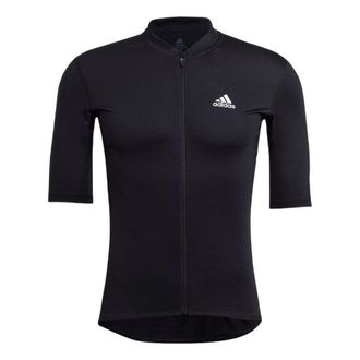adidas Mens adidas Logo Printing Stripe Zipper Half Sleeve Black T-Shirt GP8634