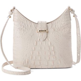 Brahmin Small Gwynne Croc Embossed Leather Crossbody Bag in Ivory at Nordstrom