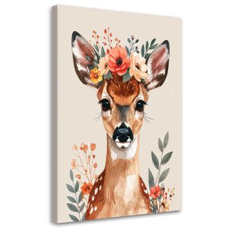 Feeby Impresi&oacute;n De Imagen, Ciervo Con Flores Animales Del Bosque, 70x100