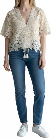 Ulla Johnson Dua Corded Short Sleeve Top In Chalk