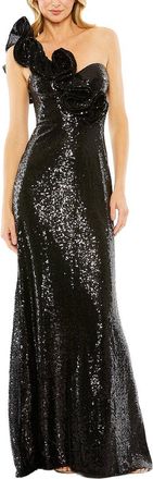 Mac Duggal Sequin Ruffled One Shoulder Gown